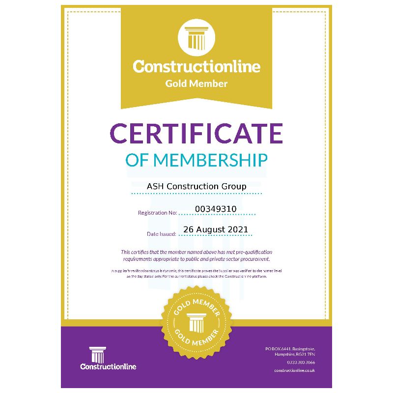 Construction Line accreditation - ASH Construction Group Ltd news