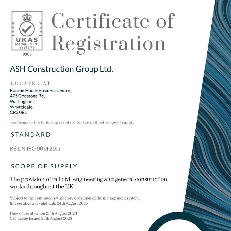 ISO Certification 2023 news item at ASH Construction Group Ltd