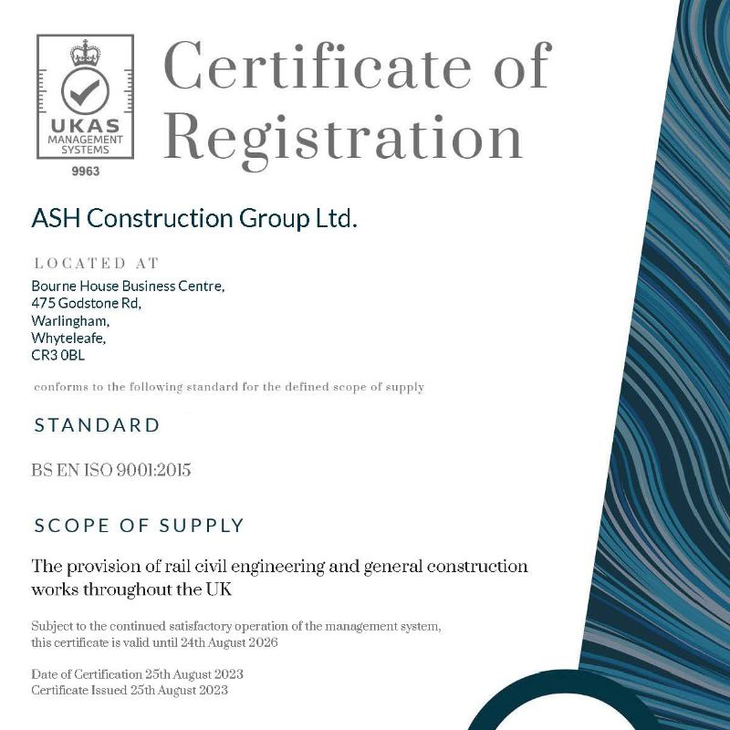 ISO Certification 2023 - ASH Construction Group Ltd news
